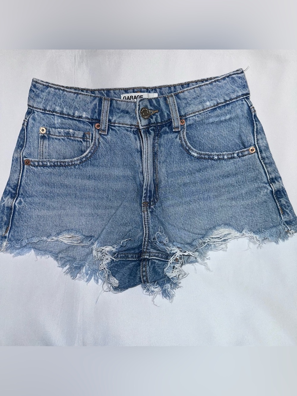Garage festival Distressed Denim Shorts size 0 / 24 raw edge